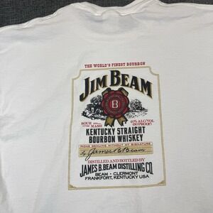 Jim Beam Kentucky Straight Bourbon Whiskey Vtg T-shirt Large Jerzees White‎